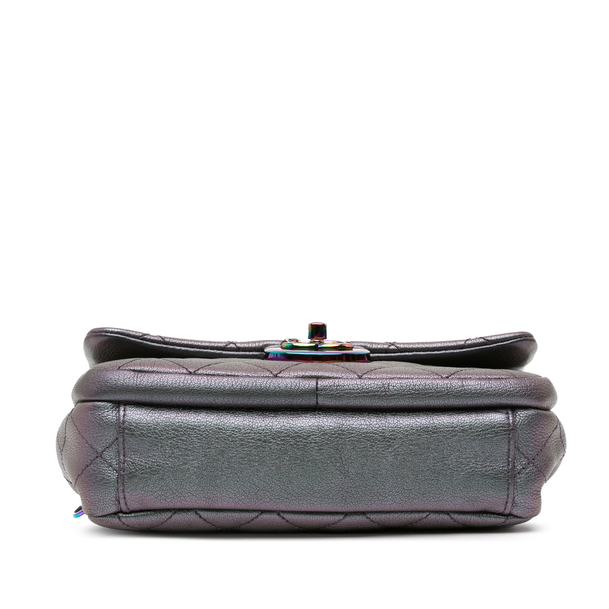 Chanel | Pre-Owned Small Iridescent Goatskin Double Carry Waist Chain Flap | Purple