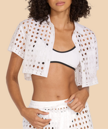 Womens | Cropped Cabana Shirt Classic Eyelet | Optic White