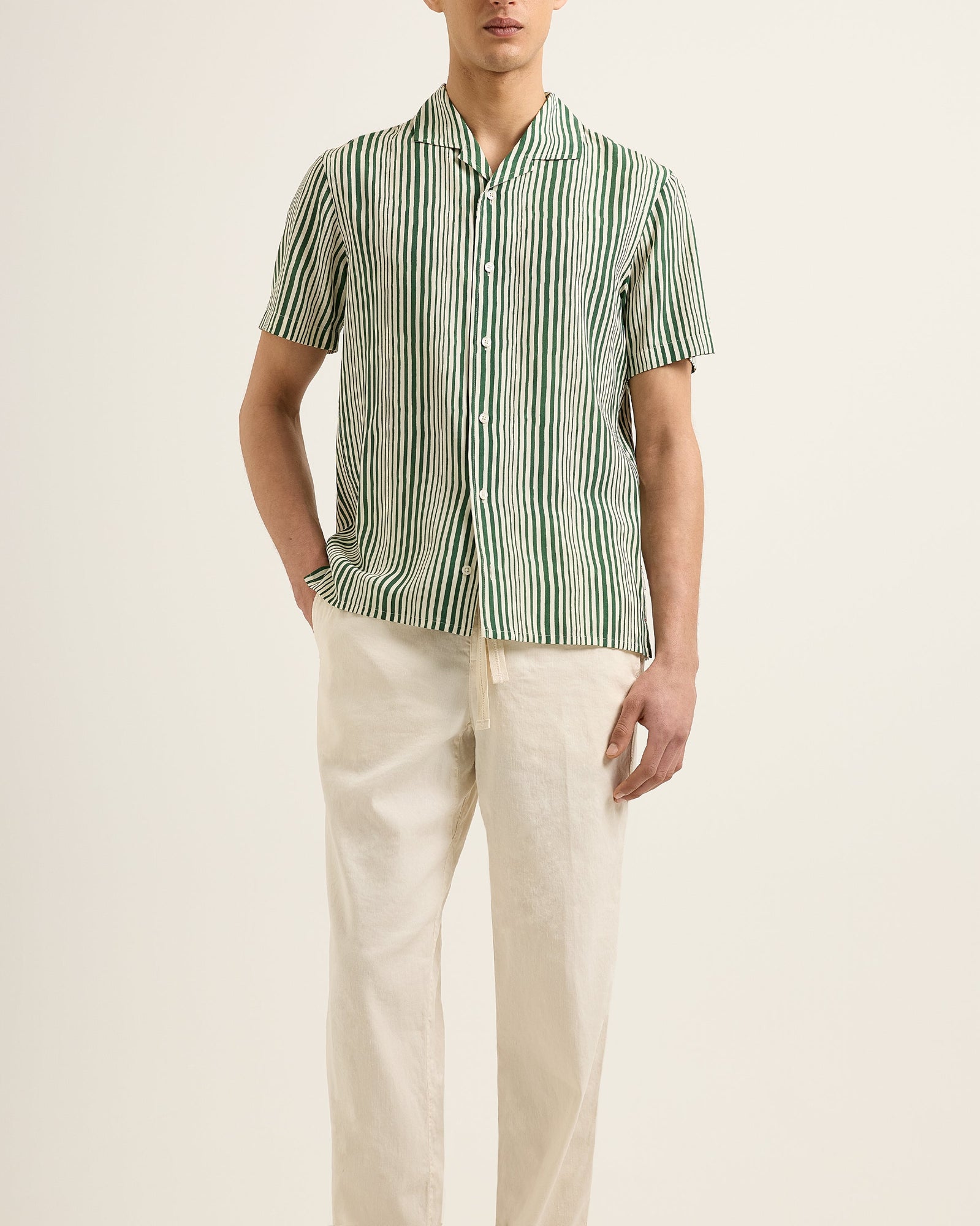 Men | Hibbert Stripe Shirt | Caddie Green/White