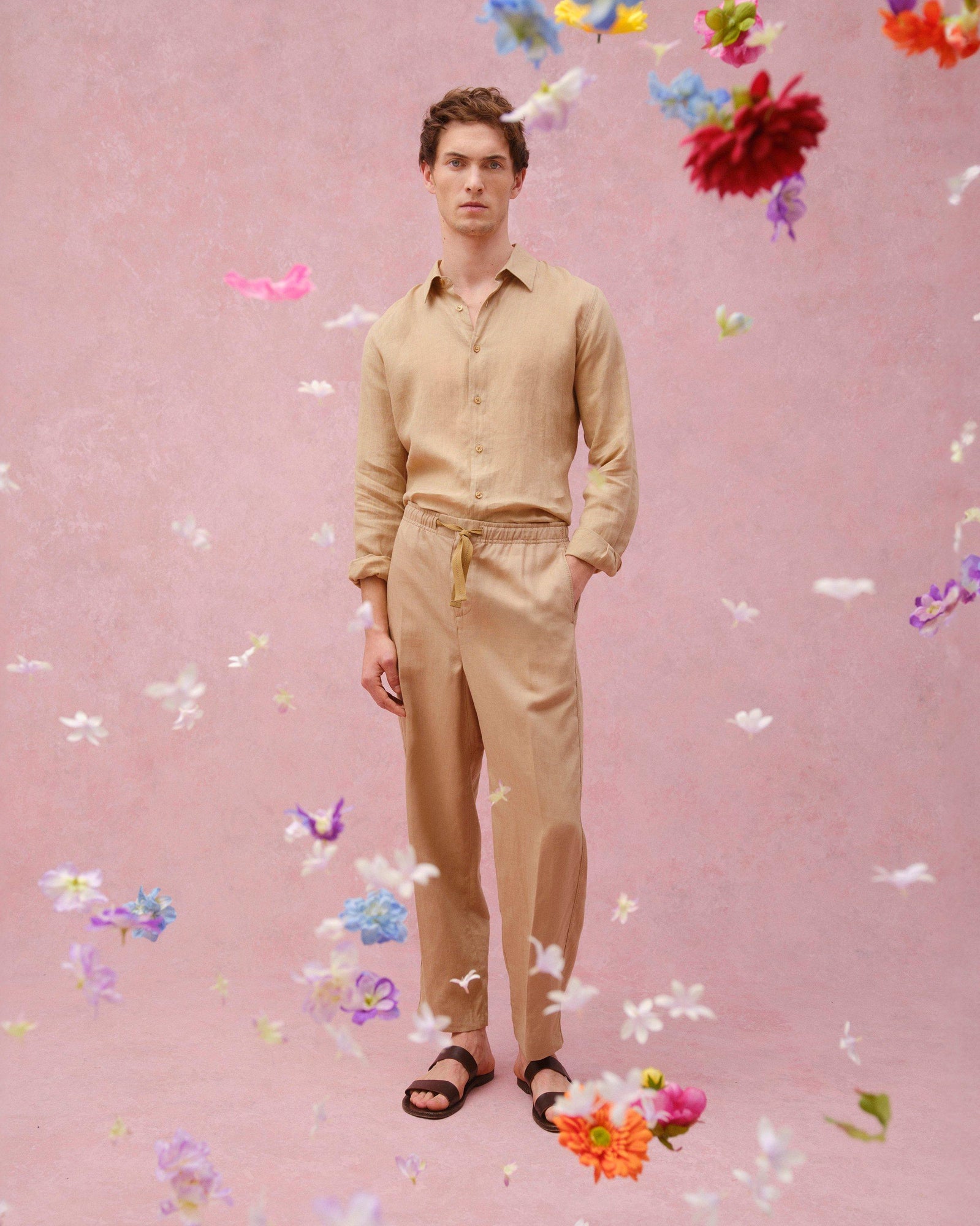 Men | Justin Linen Shirt | Biscuit