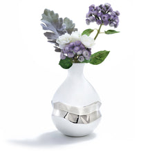 Talianna Oro Bud Vase | White | Ceramic with Silver Details