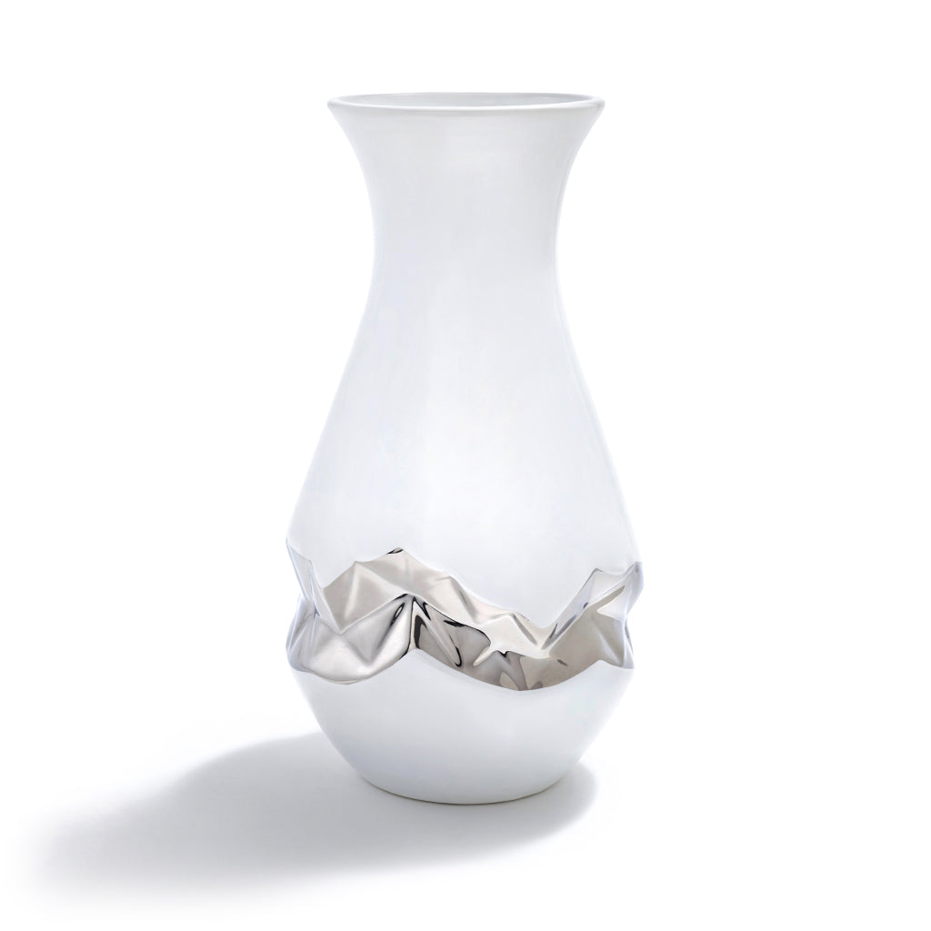 Talianna Oro Vase | White | Ceramic with Silver Details