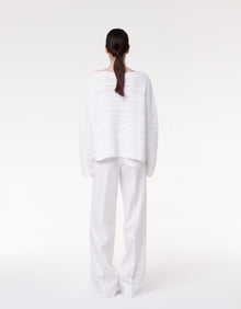 Another Tomorrow Oversized Textured Sweater in White – Cotton Women's Knitwear