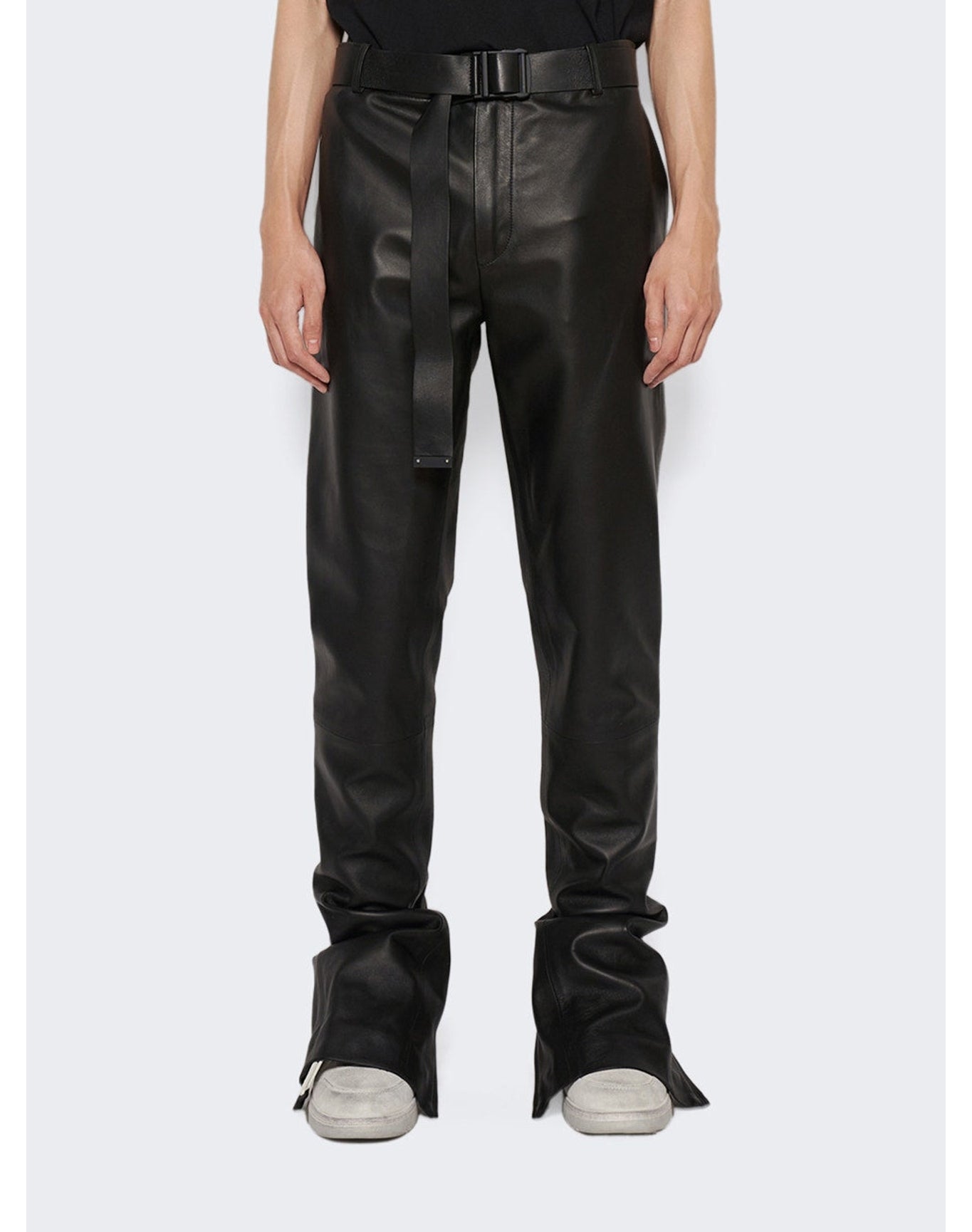 Off-White | Men | Belted Leather Super Skinny Pants | Black