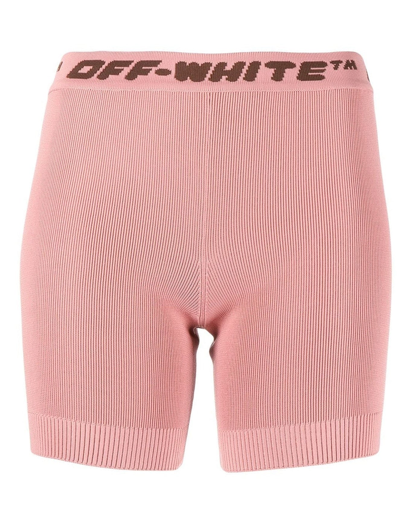 Off-White | Women | Logo Band Shorts | Nude Pink x Brown