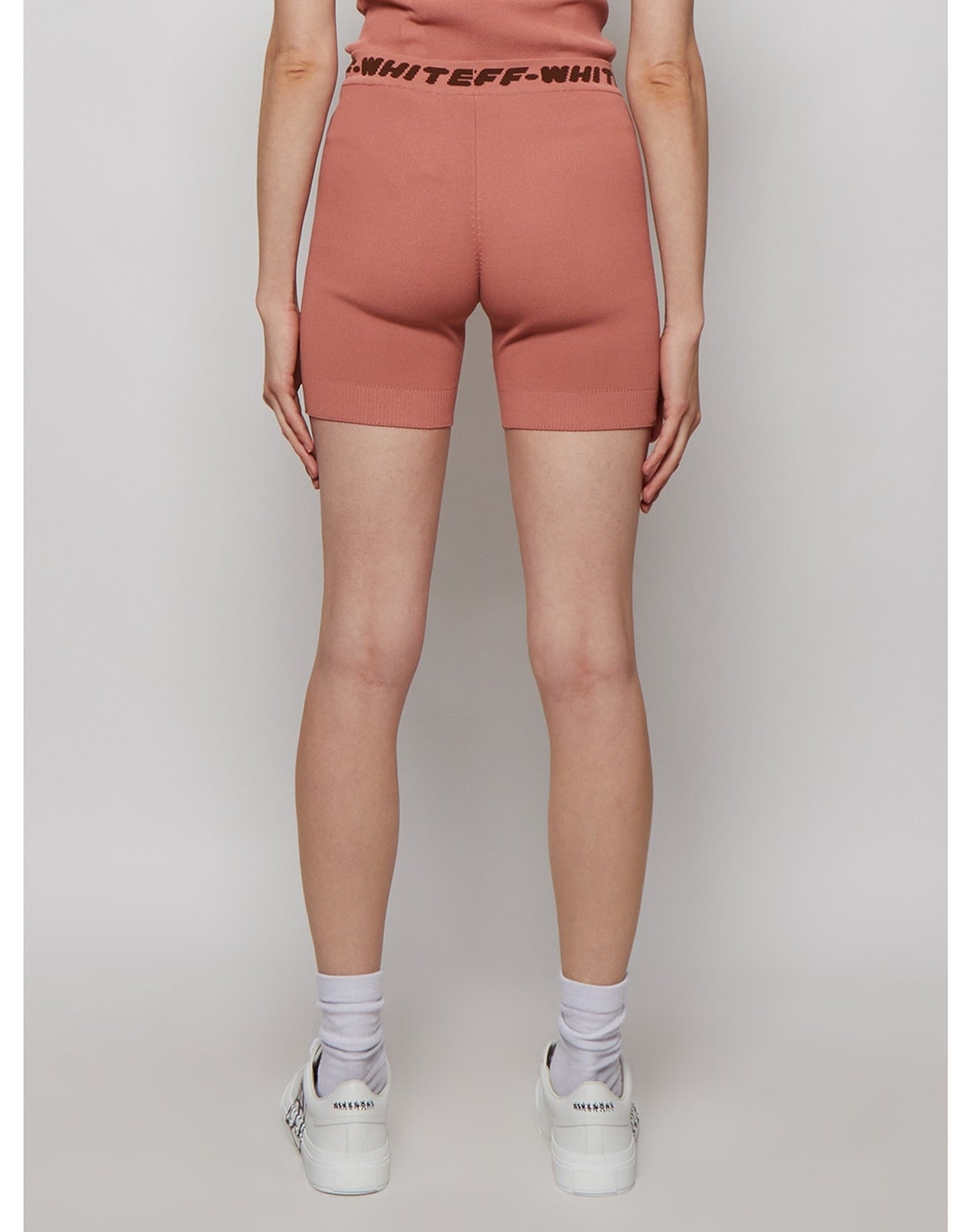 Off-White | Women | Logo Band Shorts | Nude Pink x Brown