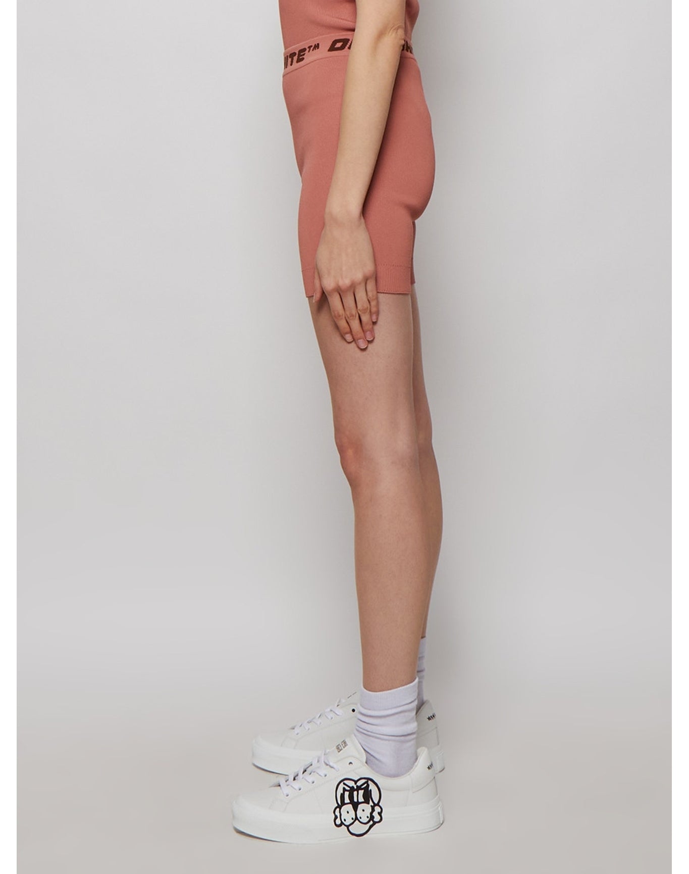 Off-White | Women | Logo Band Shorts | Nude Pink x Brown