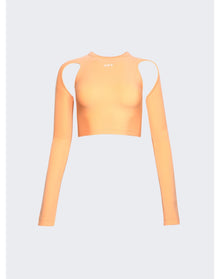 Off-White | Women | Sleek Long Sleeve Crop Top | Peach Orange