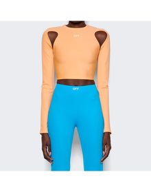 Off-White | Women | Sleek Long Sleeve Crop Top | Peach Orange