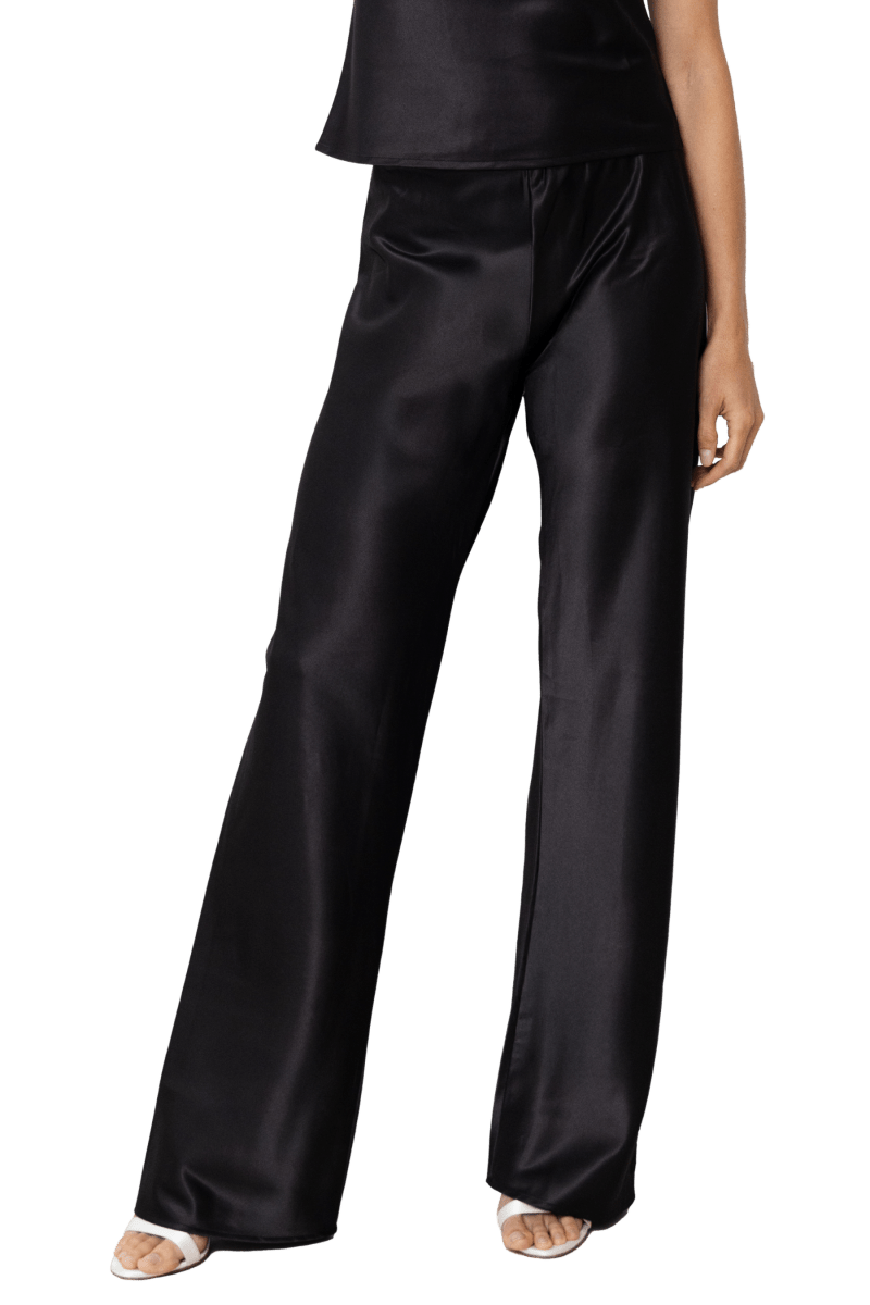 Olivette Satin Pants - Black - Self - Adore