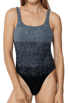 Ombre Hand - Beaded Embellished One - Piece Swimsuit - Black - Self - Adore
