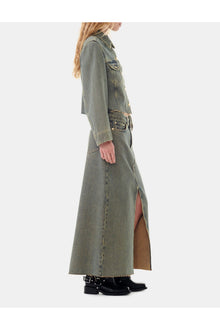 Overdyed Heavy Denim Maxi Skirt | Shitake