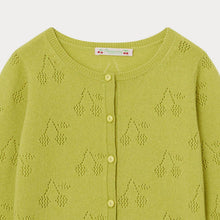 Girl | Openwork Knit Cherry Cardigan For Girls | Light Green