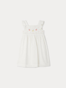 Girl | Galia Dress With Floral Embroidery | Milk White