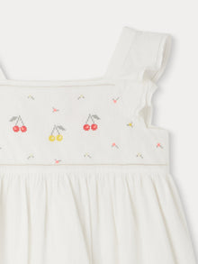 Girl | Galia Dress With Floral Embroidery | Milk White