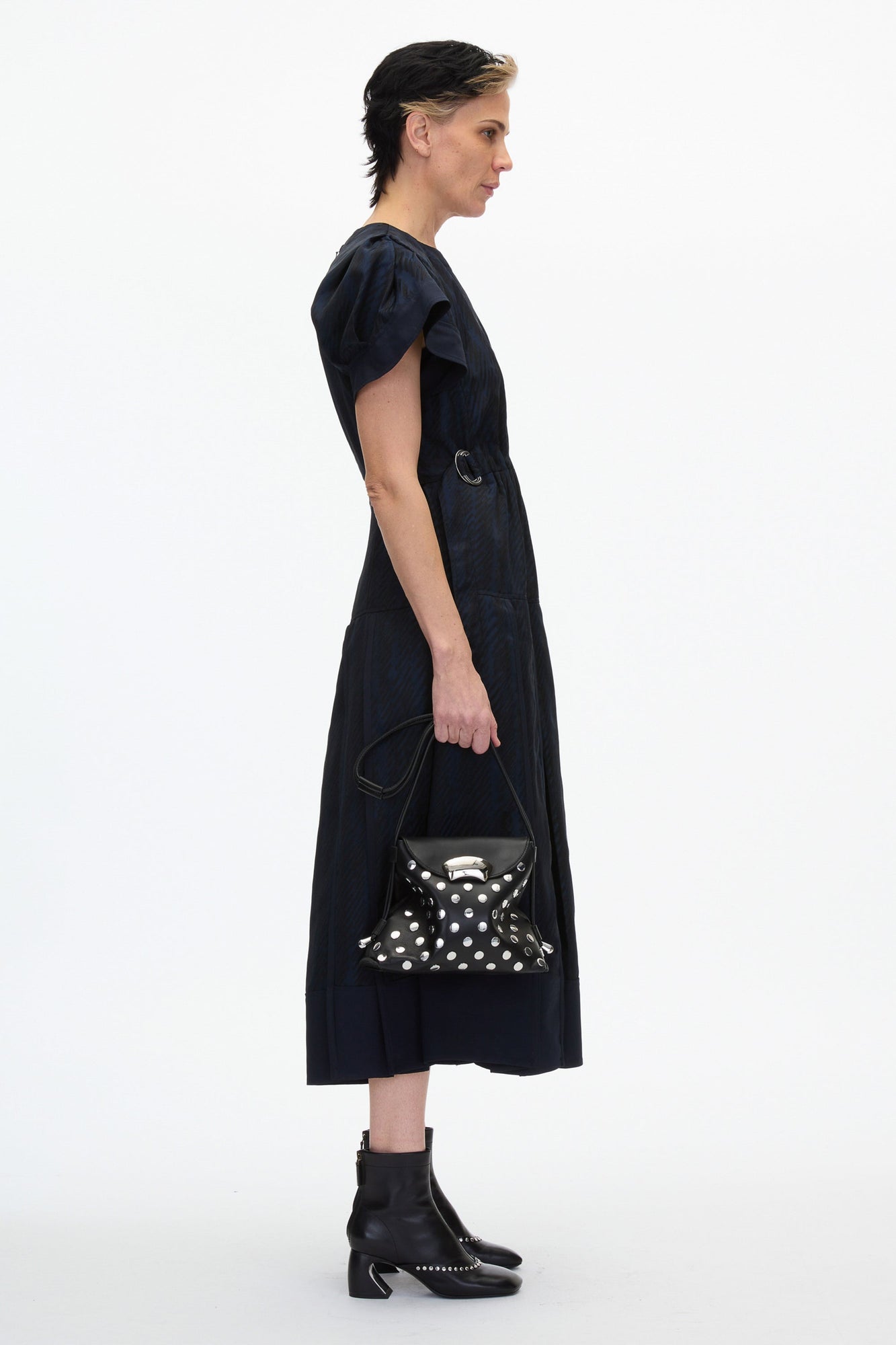 ID Petite Soft Shoulder Bag with Studs | Black