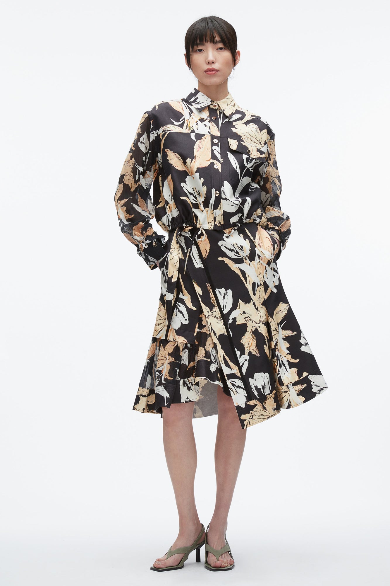 Joyful Tulip Cropped Shirt Jacket | Midnight Multi