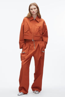 Double Zip Cropped Utility Jacket | Brick