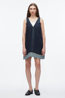 Denim Trapeze Mini Dress | Dark Indigo