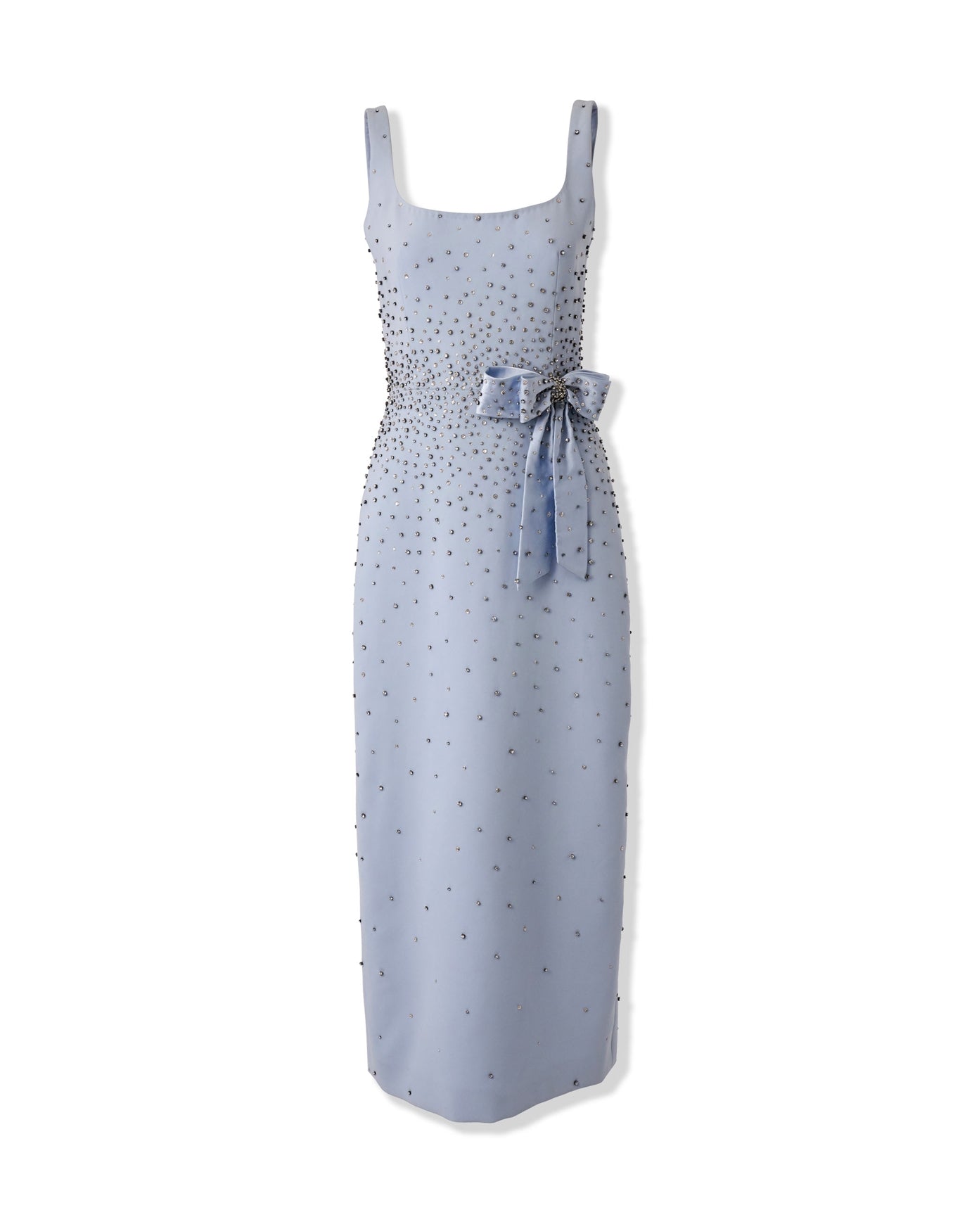 Embroidered Scoop Neck Midi Dress with Bow | Celeste