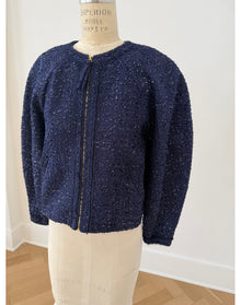 Collarless Arc Sleeve Jacket | Midnight