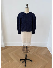 Collarless Arc Sleeve Jacket | Midnight