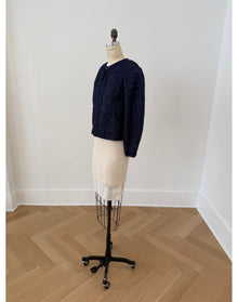 Collarless Arc Sleeve Jacket | Midnight