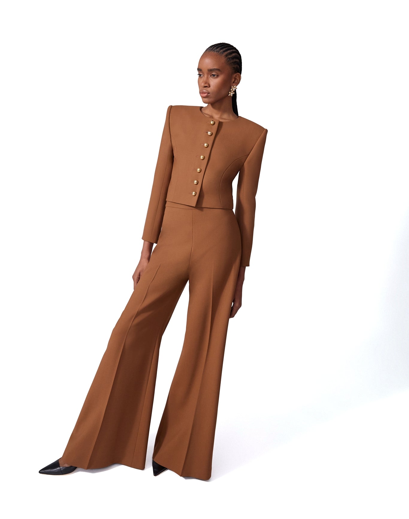 Collarless Cropped Jacket | Nutmeg