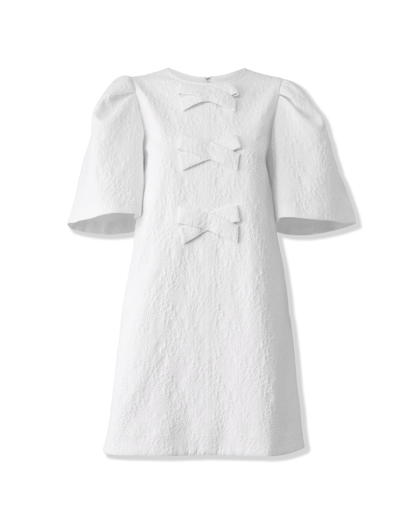 Short Sleeve Mini Dress with Bows | White