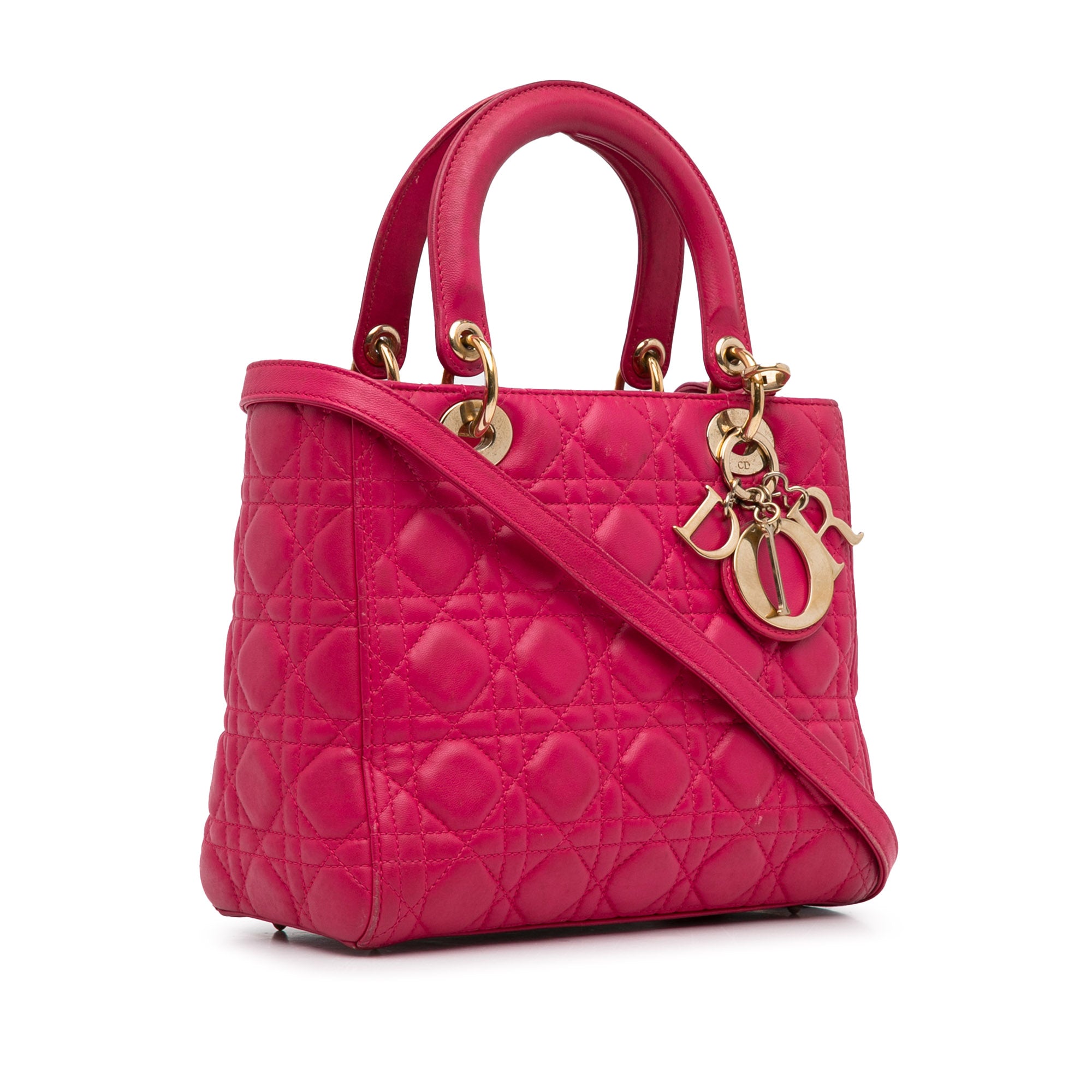 Dior | Pre-Owned Medium Lambskin Cannage Lady | Pink/Dark Pink