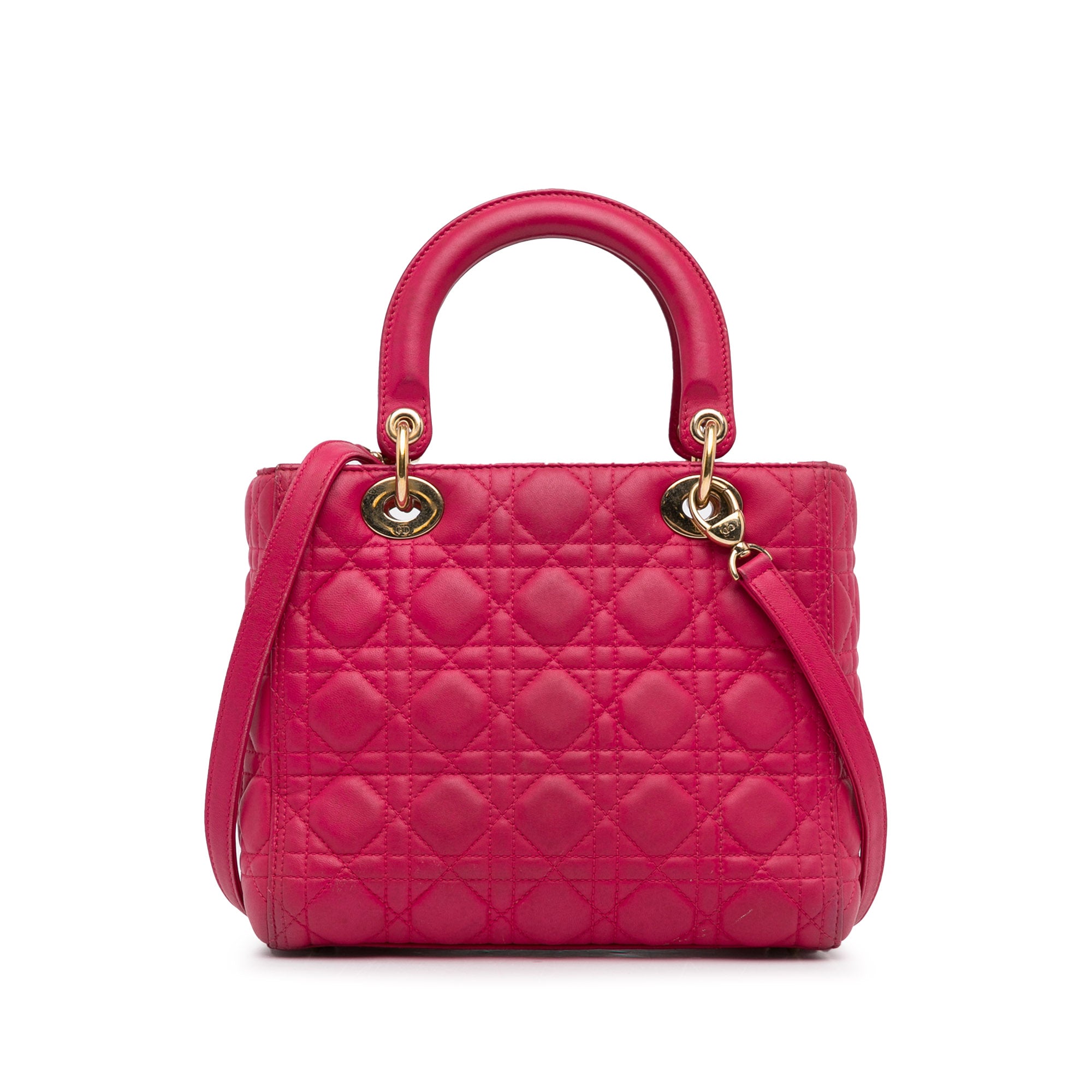 Dior | Pre-Owned Medium Lambskin Cannage Lady | Pink/Dark Pink