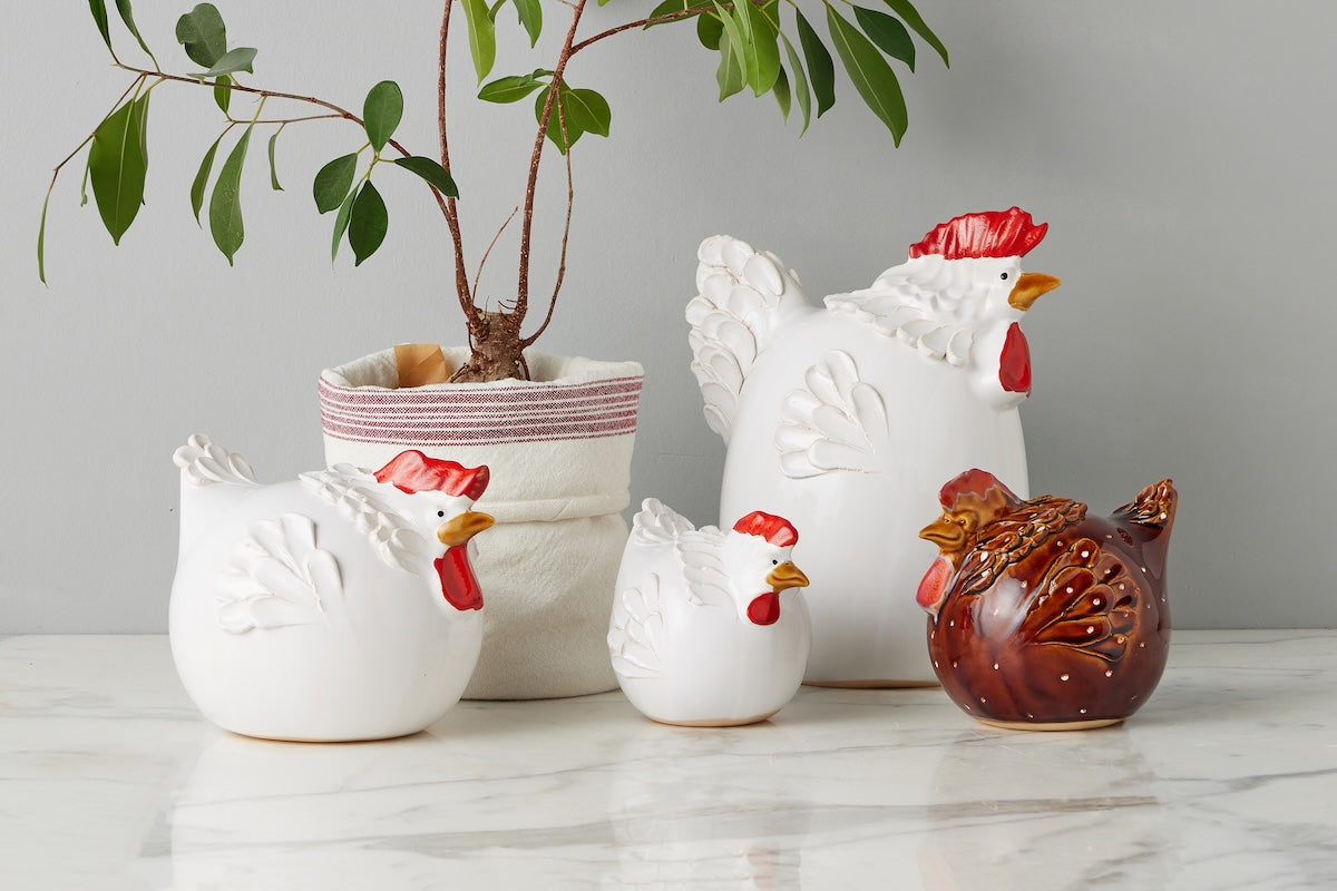 Ceramic Country French Hen | White | Small