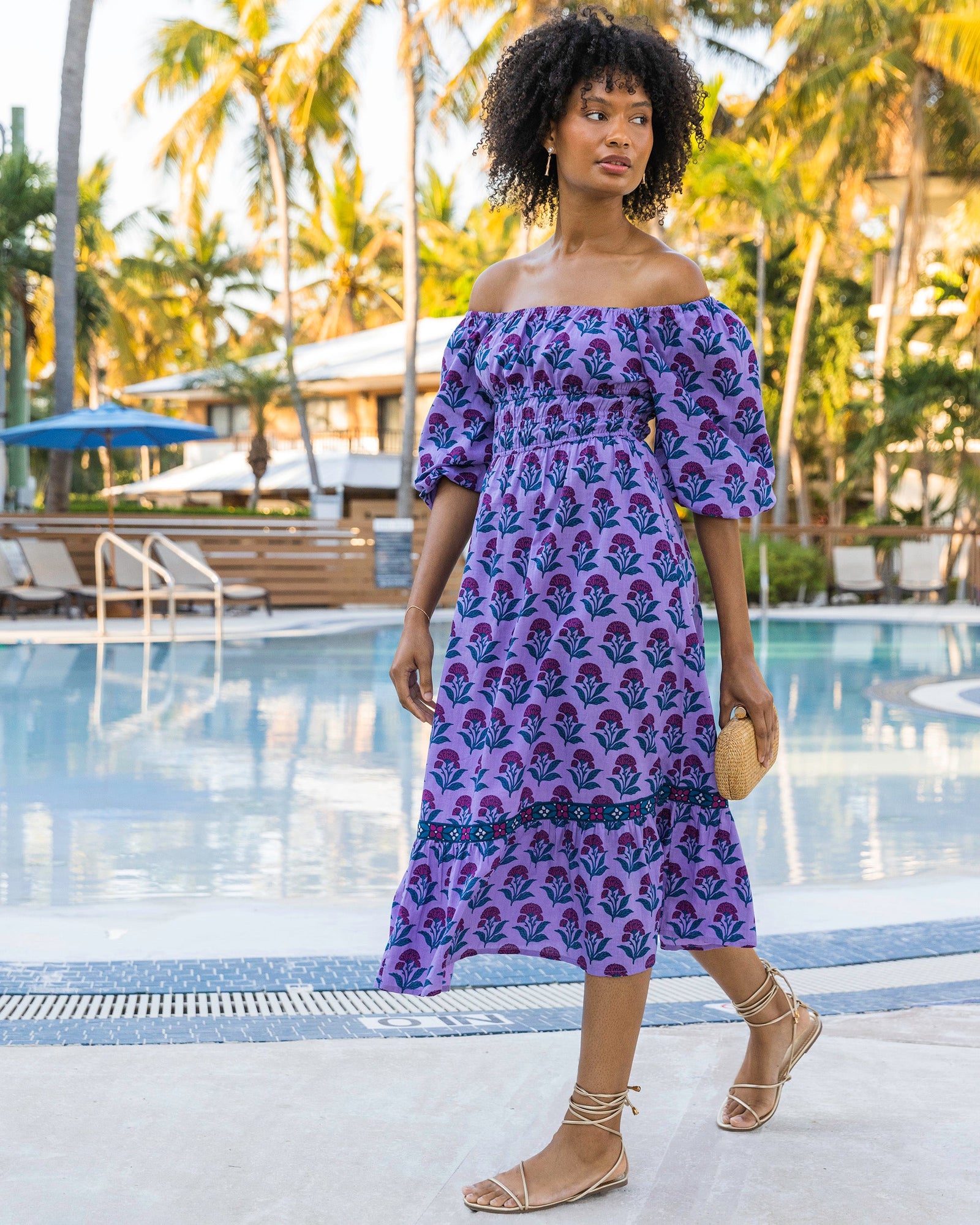 Countryside Drives - Skip Ahead Midi Dress - Lavender Fields - Printfresh