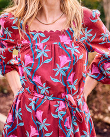 Moonflower Vine - Country Roads Dress - Barn Red - Printfresh