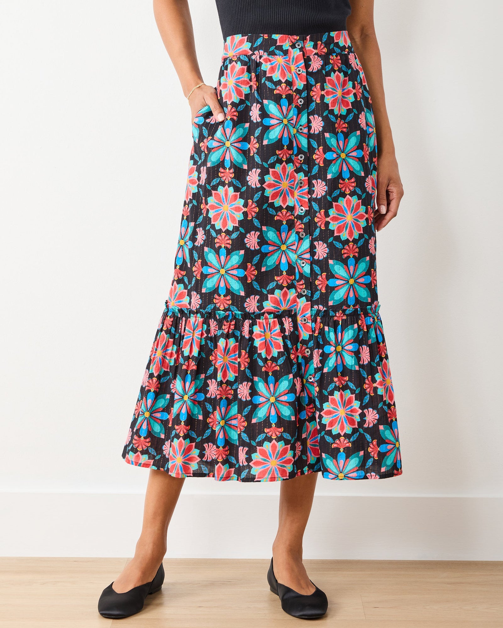 Mid Century Medallion - Perry Skirt - Ink - Printfresh
