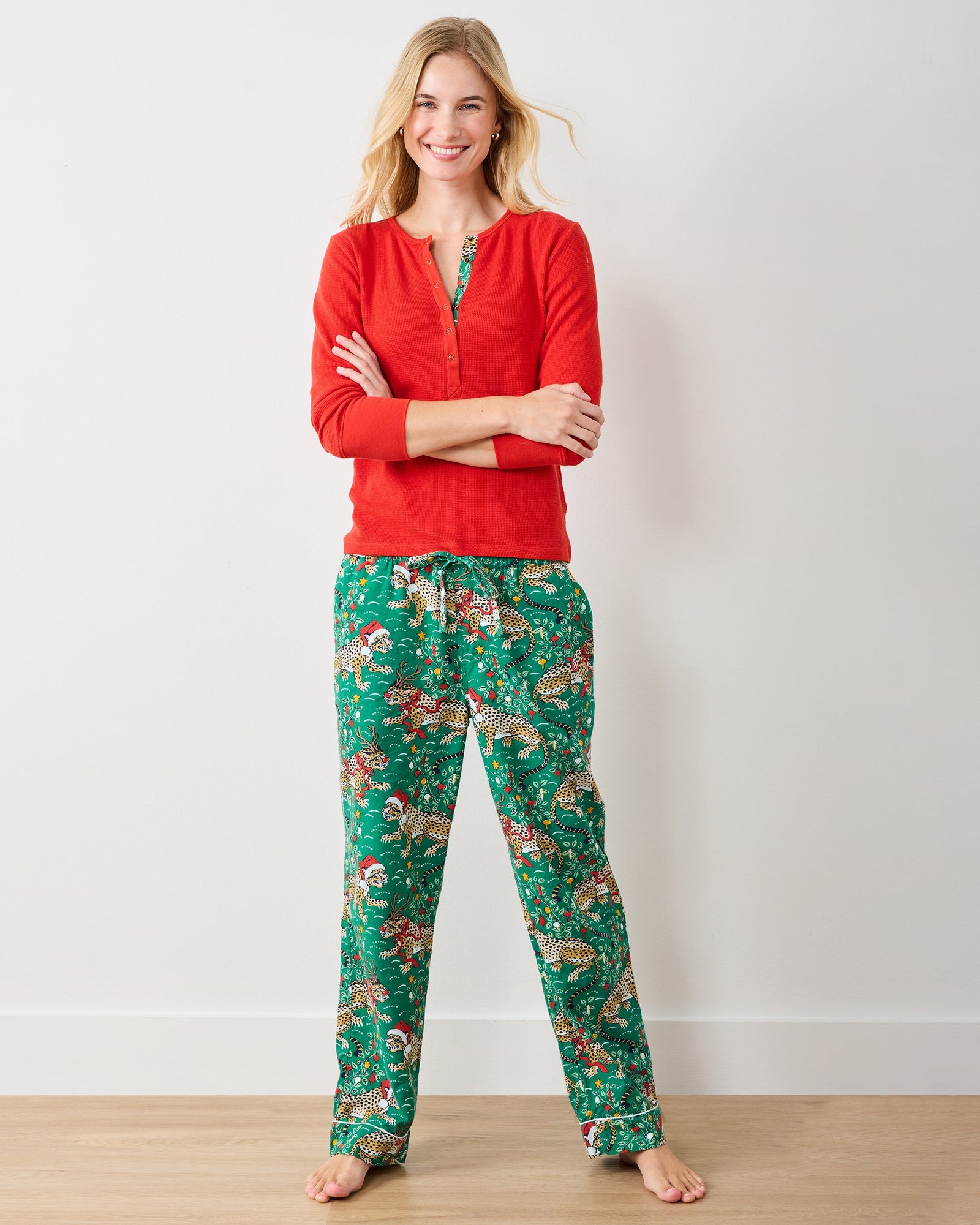 Very Merry Bagheera - Lightweight Flannel PJ Pants - Mistletoe - Printfresh