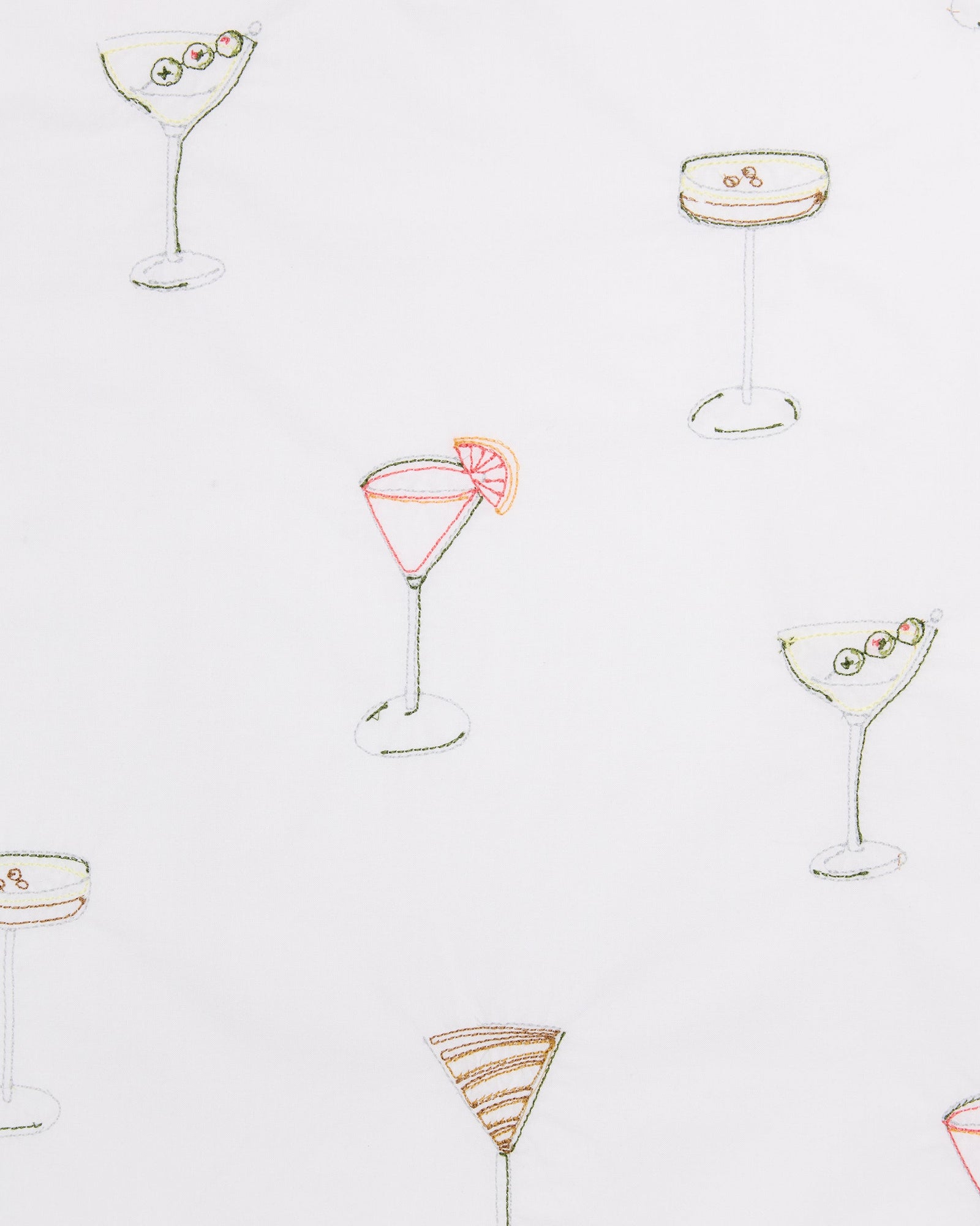 Martini Hour - Embroidered Long PJ Set - Cloud - Printfresh