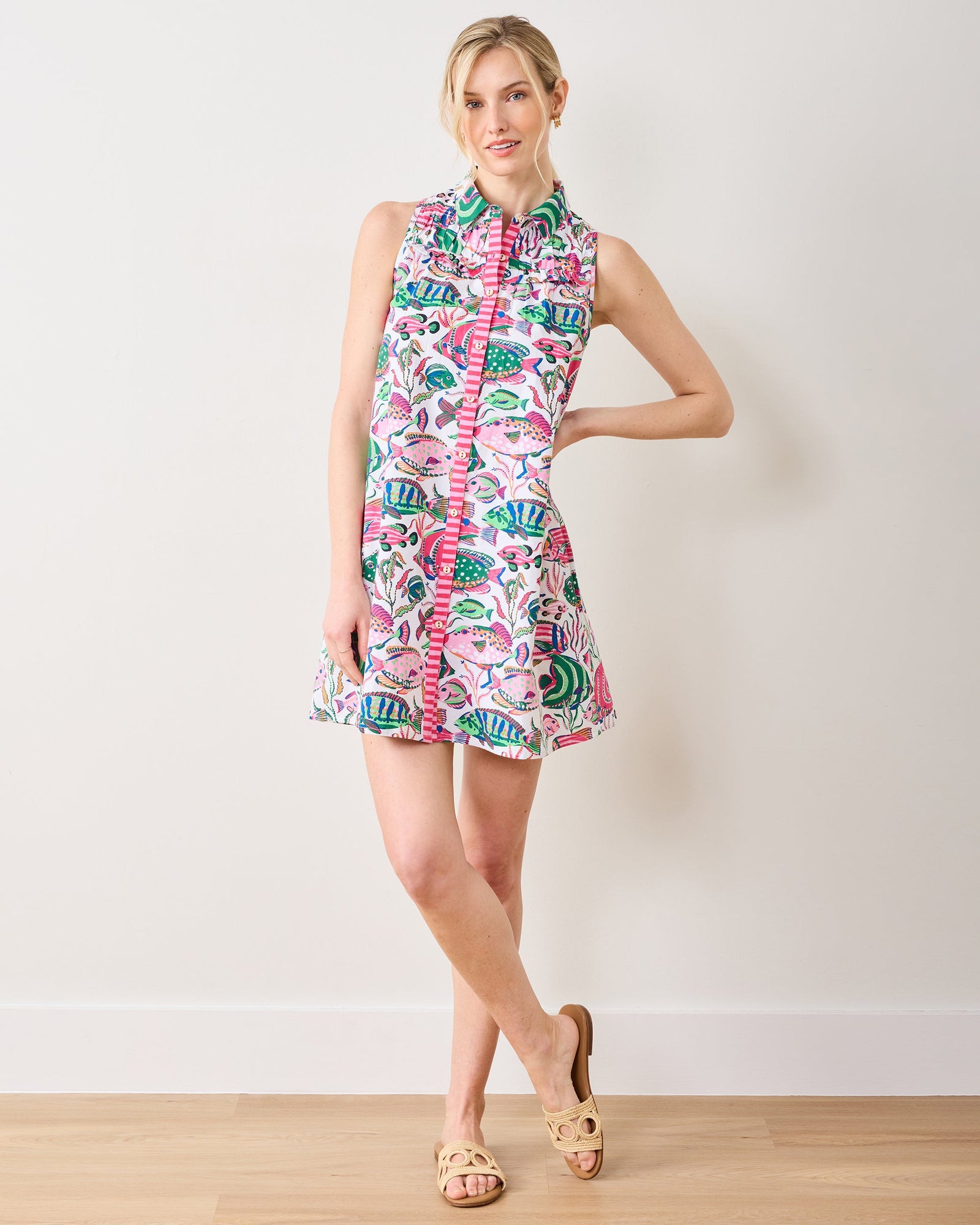 Tropical Fish - Peaceful Palms Dress - Cloud - Printfresh