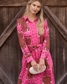 Siberian Stripes - Monaco Dress - Neon Rose - Printfresh