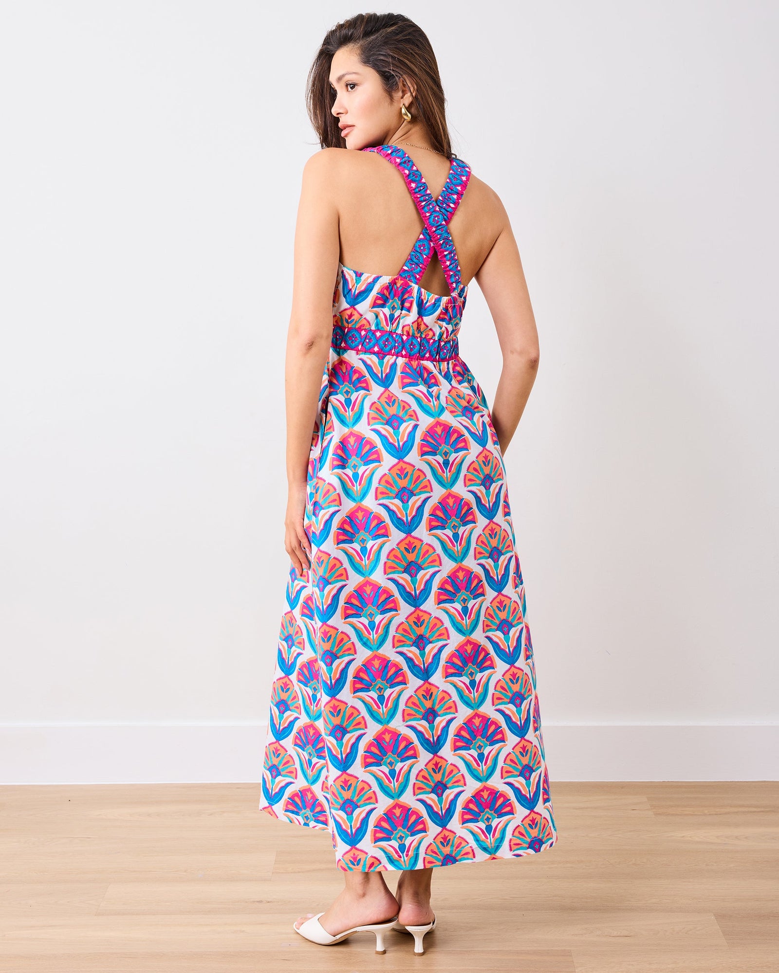 Geo Floral - Coastal Dress - Fuschia Cloud - Printfresh