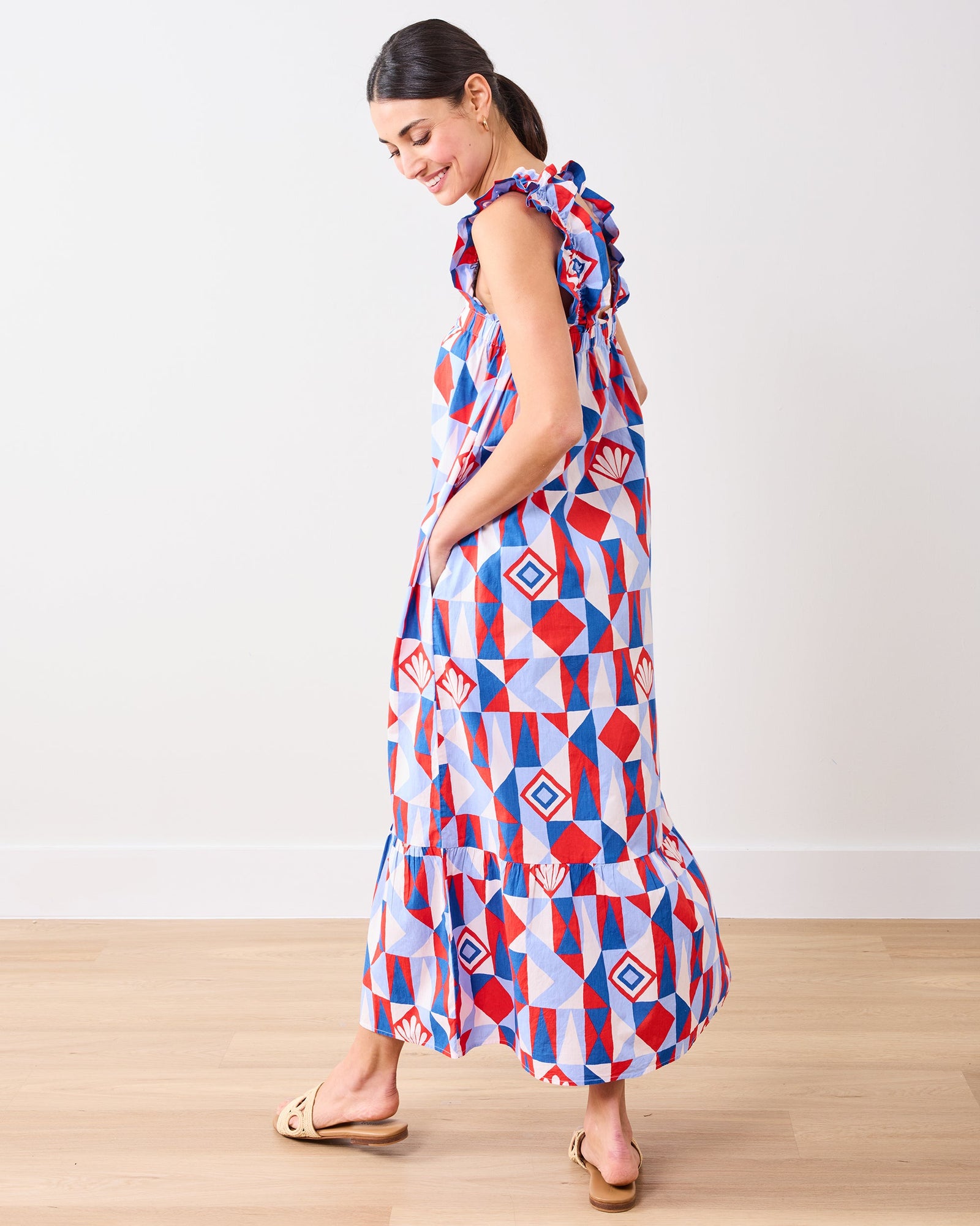 Underwater Mosaic - Serenity Dress - Retro Red - Printfresh