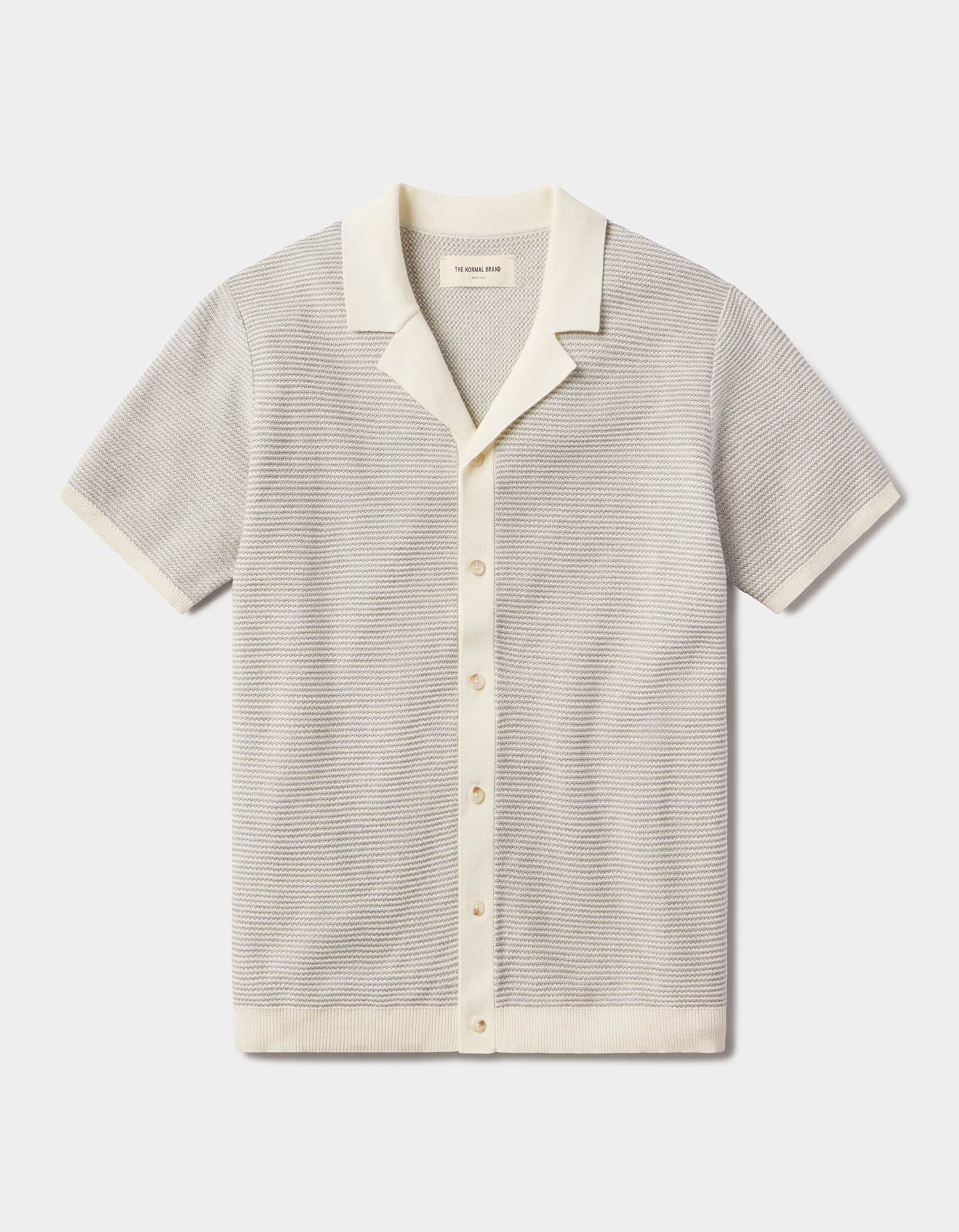 Men | Robles Birdseye Knit Camp Button Up | Cream/Grey