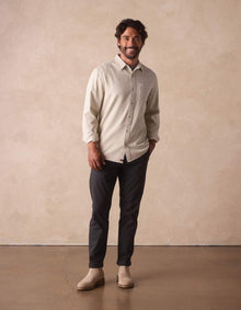 Men | Cotton Denim Long Sleeve Button Up | Silver Moss