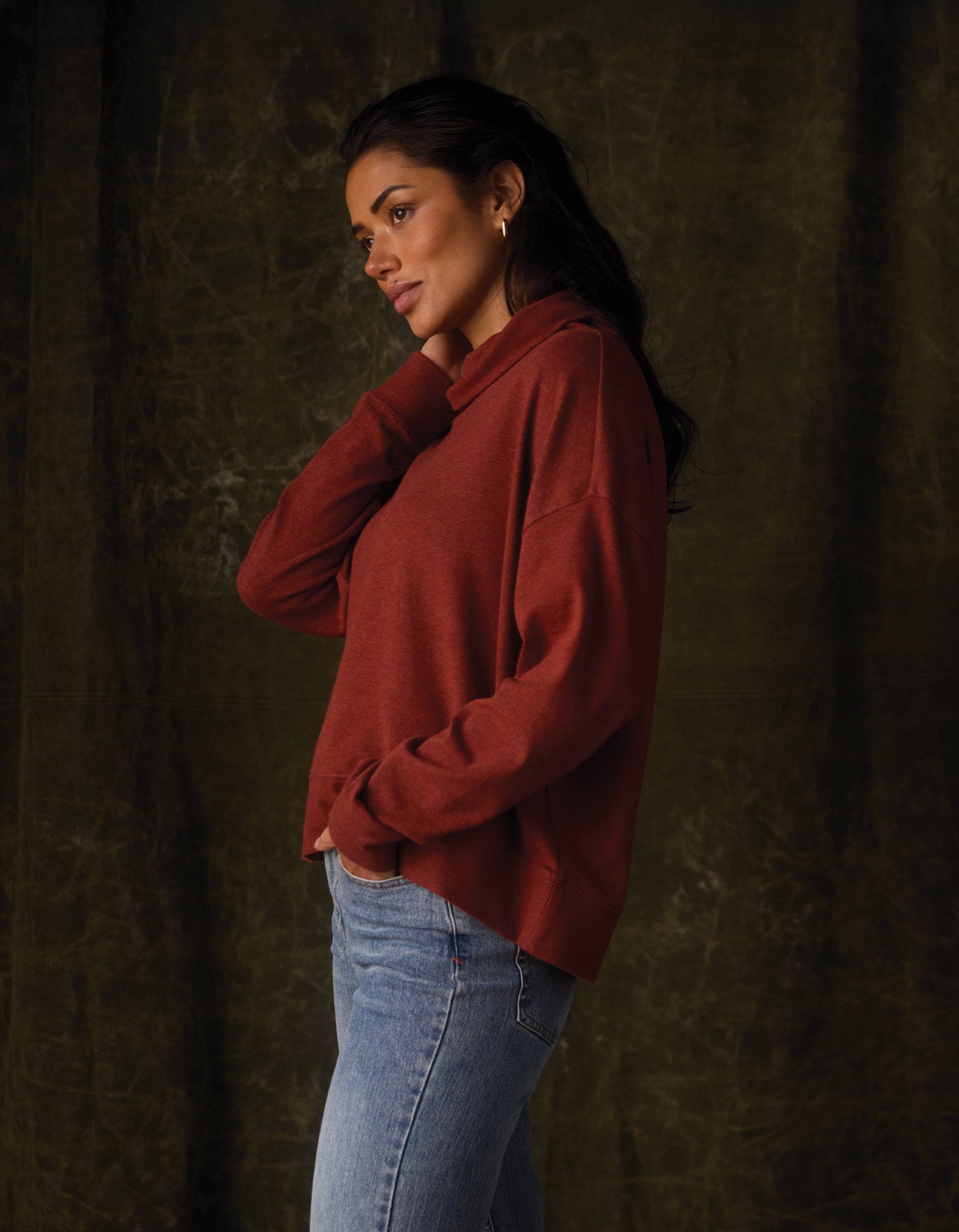 Women | Puremeso Funnel Neck Pullover | Terracotta