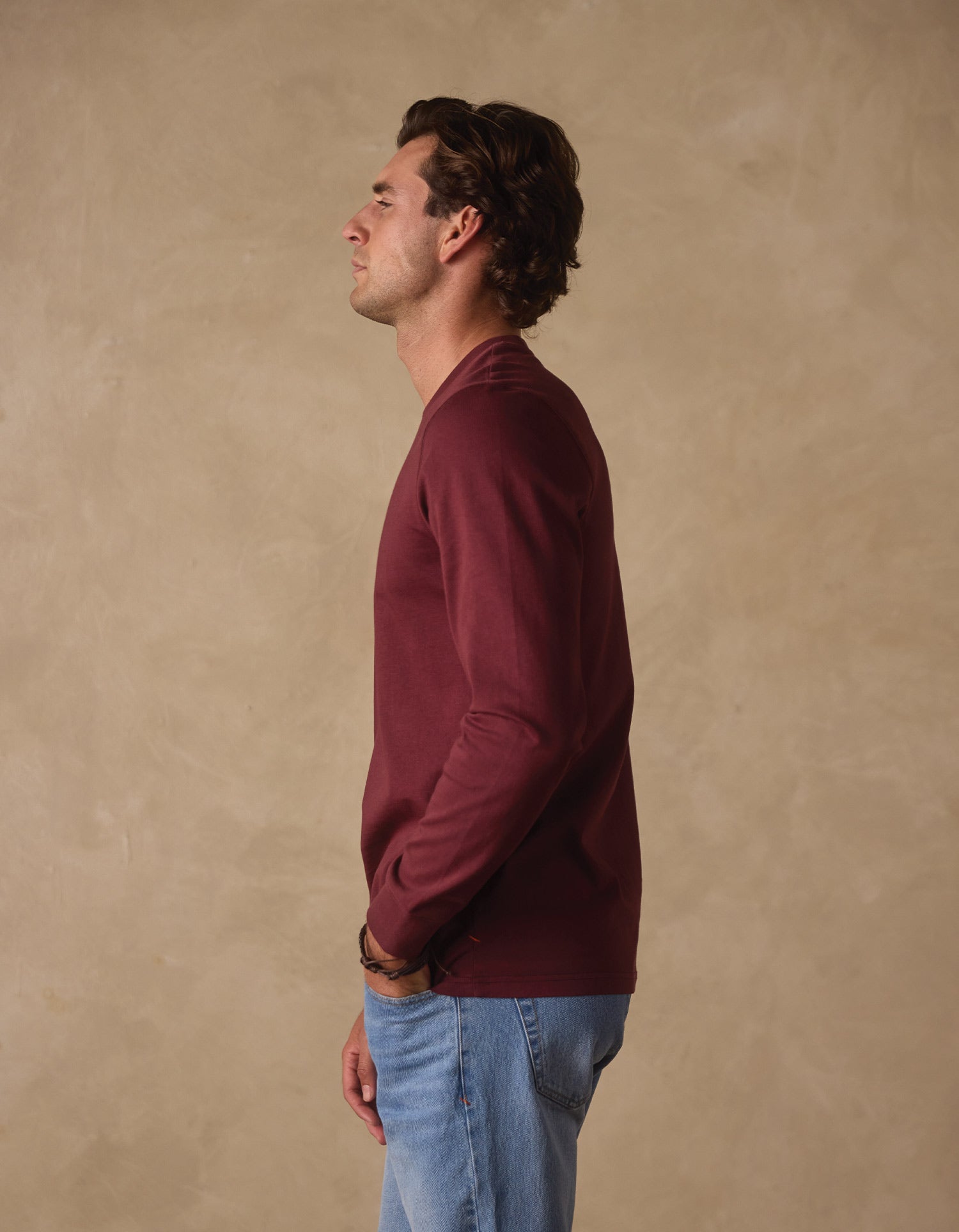 Men | Lennox Jersey Long Sleeve Tee | Port Wine