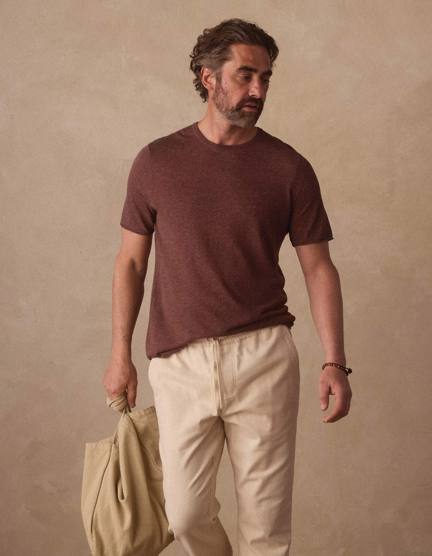 Men | Summer Linen-Blend Knit Tee | Espresso