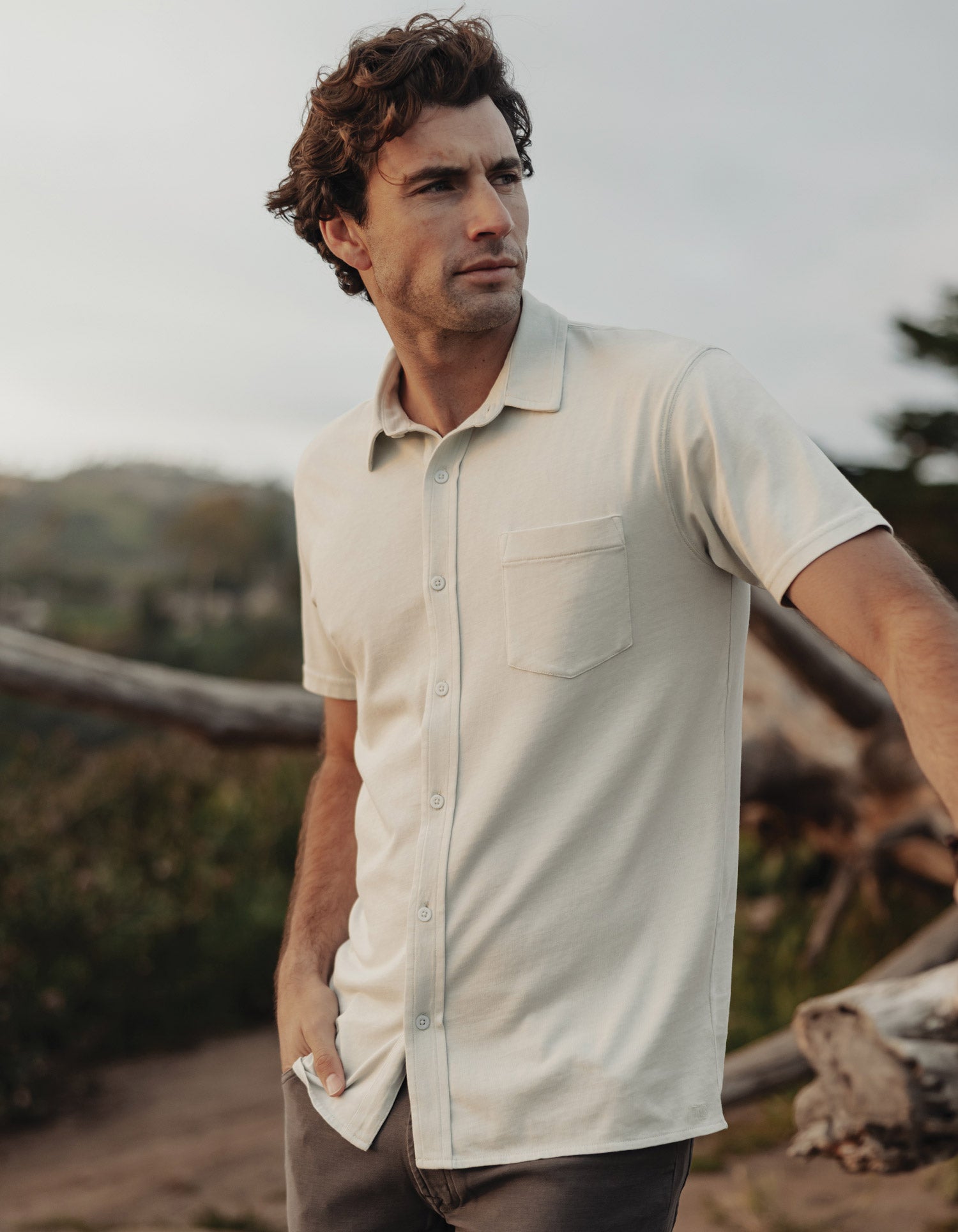 Men | Normal Jersey Button Up | Sea Glass