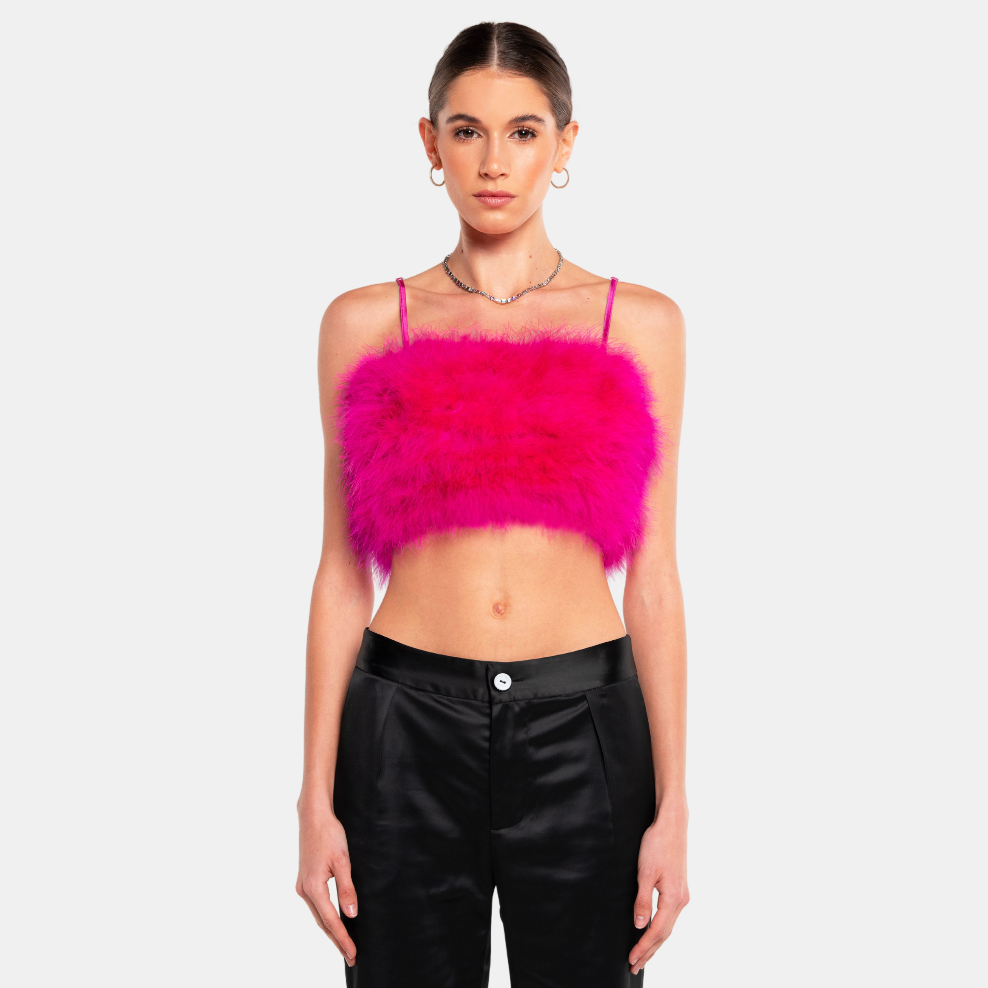 OW Collection Pixie Feather Top | Neon Pink