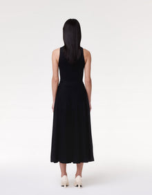 Another Tomorrow Pleated Mock Neck Dress in Black – Viscose Women's Dress