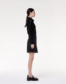 Another Tomorrow Pleated Shorts in Black – Linen Women's Trousers